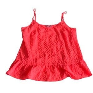 Lilly Pulitzer Coral Ruffle Hem Textured Tank Top in Pink Sun Ray Size S